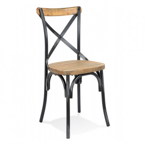 Chaise Rustique "Joann" 89cm Naturel & Noir|Chaise|Paris Prix