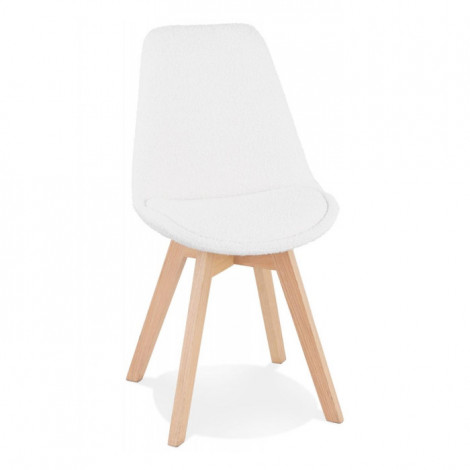 Chaise Design en Tissu Bouclé "Lottie" 82cm Blanc & Naturel|Chaise|Paris Prix