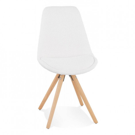 Chaise Design en Tissu Bouclé "Alisa" 82cm Blanc & Naturel|Chaise|Paris Prix