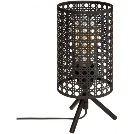 Lampe cannage à poser en métal "Katel" - Noir - H 28 x D 13 cm|Lampes à poser|AC Deco