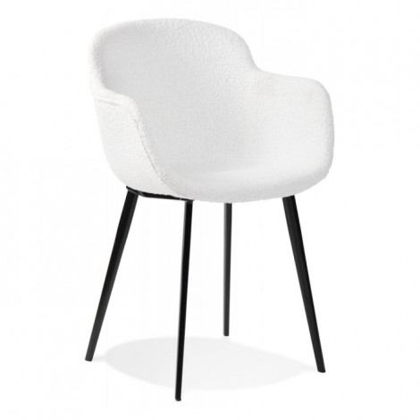 Chaise Design en Tissu Bouclé "Valarie" 80cm Blanc|Chaise|Paris Prix