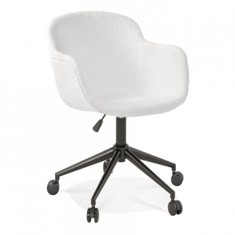 Chaise de Bureau Pivotante "Tissu Bouclé" 80cm Blanc|Chaise|Paris Prix
