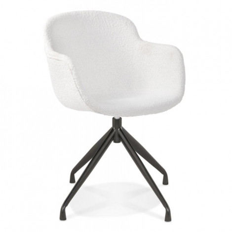 Chaise Pivotante Design "Tissu Bouclé" 80cm Blanc|Chaise|Paris Prix