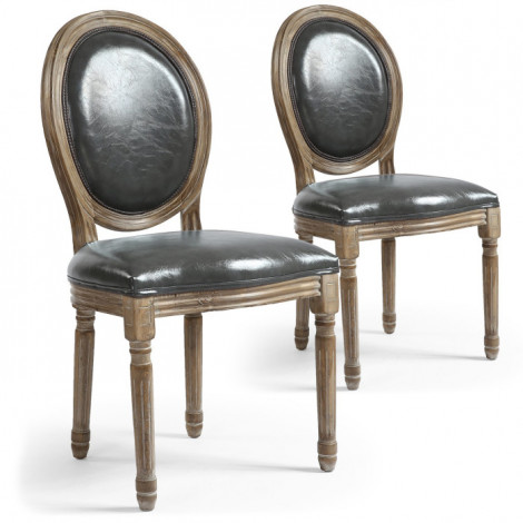 Lot de 2 Chaises Médaillon "Versailles" 96cm Gris|Chaise|Paris Prix