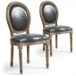 Lot de 2 Chaises Médaillon "Versailles" 96cm Gris|Chaise|Paris Prix
