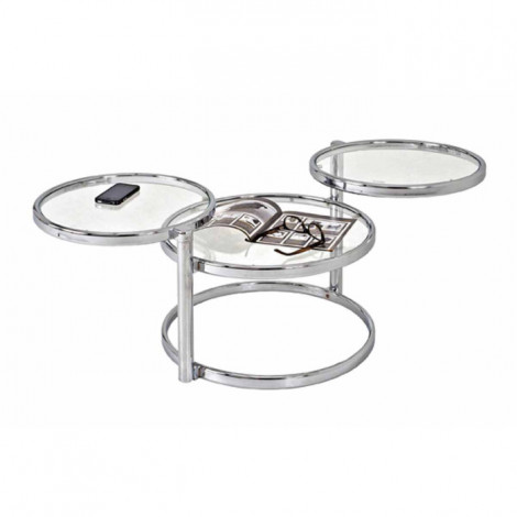 Table Basse en Verre "Blaise" 140cm Argent|Table Basse|Paris Prix
