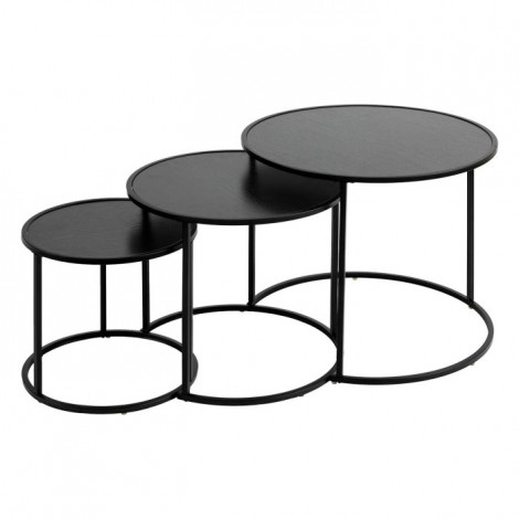 Lot de 3 Tables d'Appoint Gigognes "Noan" 54cm Noir|Table Basse|Paris Prix