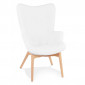 Fauteuil Scandinave à Oreilles "Tissu Bouclé" 93cm Blanc|Fauteuil / Chauffeuse|Paris Prix