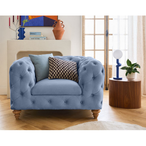Walter - fauteuil chesterfield en velours - pieds bois|Fauteuil / Chauffeuse|BestMobilier