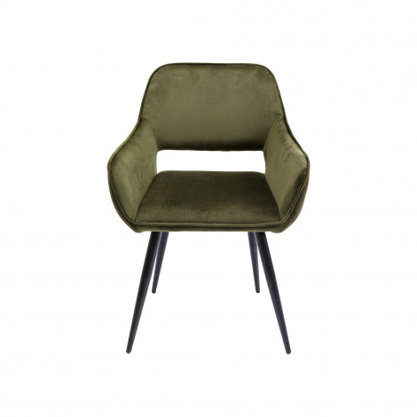 Chaise avec accoudoirs San Francisco velours vert foncé Kare Design|Chaise|Kare