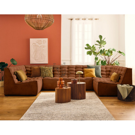 Ellie - canapé modulable panoramique 7 places en velours texturé|Canape|BestMobilier