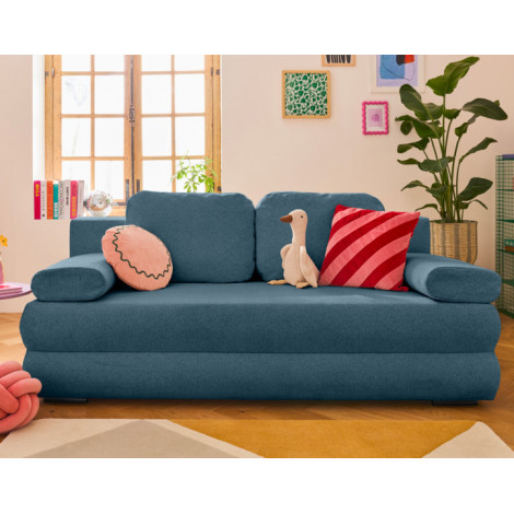 Nora - canapé 3 places convertible avec coffre en tissu texturé|Canape|BestMobilier