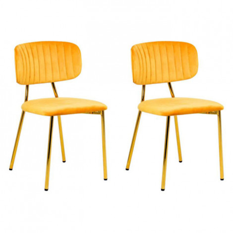 Lot de 2 Chaises en Velours "Kian" 80cm Orange|Chaise|Paris Prix