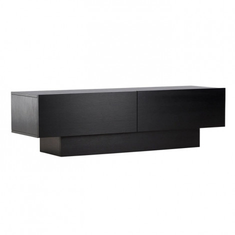 Meuble TV 2 Portes "Cuenca" 160cm Noir|Meuble TV|Paris Prix