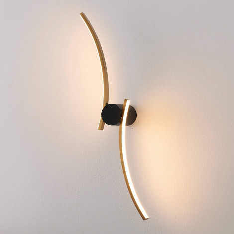 Grande applique design LED courbée noir et laiton - Mallow|Appliques murales|Kosilum Grande applique design LED courbée noir et laiton - Mallow|Appliques murales|Kosilum