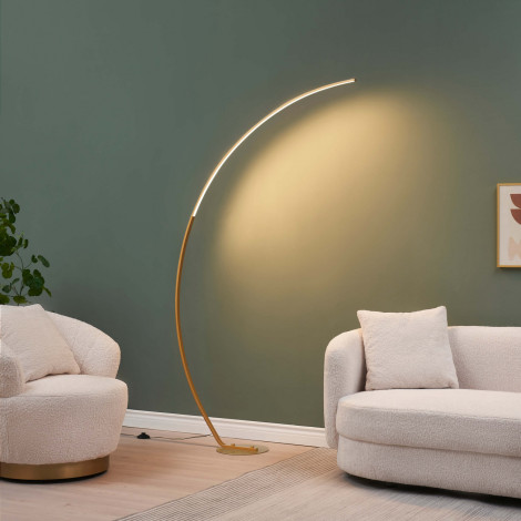 Lampadaire courbé LED dimmable laiton mat 184 cm - Thalia|Lampadaire|Kosilum
