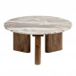 Table Basse en Marbre & Bois "Coppa" 91cm Beige|Table Basse|Paris Prix