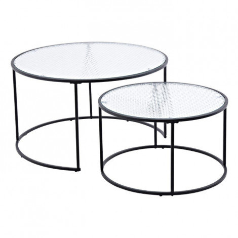 Lot de 2 Tables Basses Gigognes "Twin" 79cm Noir|Table Basse|Paris Prix