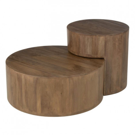 Lot de 2 Tables Basses en Bois "Toge" 75cm Marron|Table Basse|Paris Prix