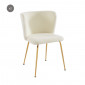 Lot de 2 chaises BIANCA tissu bouclette écru pieds doré|Chaise|Baita Home