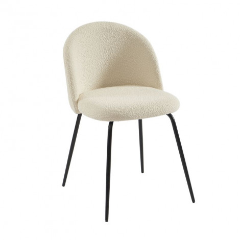 Lot de 2 chaises MISU tissu bouclette écru pieds métal noir|Chaise|Baita Home