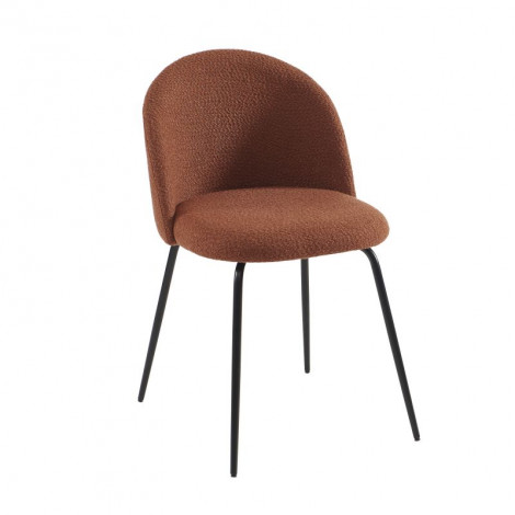 Lot de 2 chaises MISU tissu bouclette terracotta pieds métal noir|Chaise|Baita Home