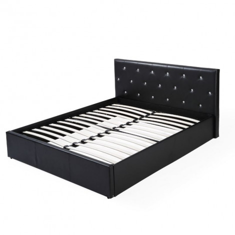 Lit coffre BAHIA simili noir 140x190 sommier inclus|Lit Adulte|Baita Home