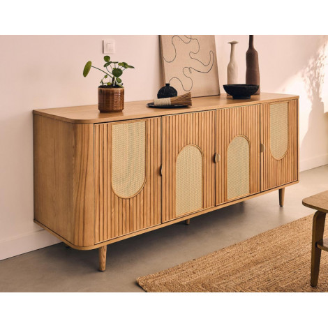 Milazzo - buffet bas - bois - plaqué chêne - 176 cm|Buffet|BestMobilier