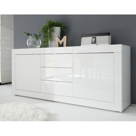Milo - buffet bas - blanc - 2 portes et 3 tiroirs - 210 cm|Buffet|BestMobilier