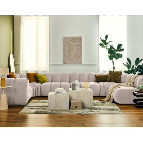 Debbie - canapé modulable panoramique d'angle droit 7 places en tissu texturé|Canape|BestMobilier