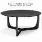 Table basse design LILI, plateau Ø90, chêne massif huilé ou teinté noir, piétement chêne massif huilé ou teinté noir.|Table|100chaises
