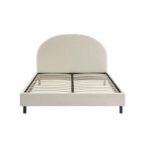 Lit OLAF tissu bouclette écru 140x190 sommier inclus|Lit Adulte|Baita Home