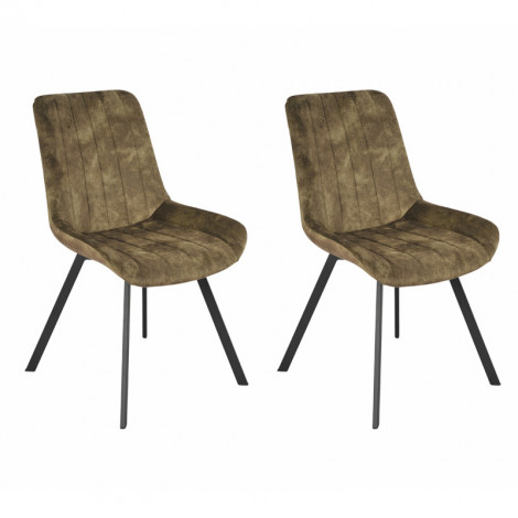 Lot 2 chaises velours vert kaki rembourré et pieds métal - NANY 2|Chaise|Meuble et moi