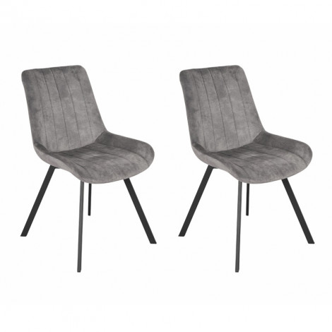 Lot 2 chaises en velours gris rembourré et pieds métal - NANY 2|Chaise|Meuble et moi