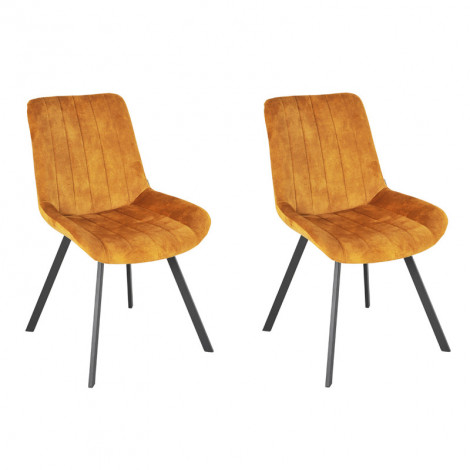 Lot 2 chaises en velours jaune rembourré et pieds métal - NANY 2|Chaise|Meuble et moi