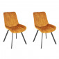 Lot 2 chaises en velours jaune rembourré et pieds métal - NANY 2|Chaise|Meuble et moi
