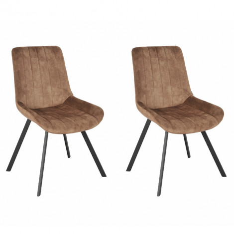 Lot 2 chaises en velours taupe rembourré et pieds métal - NANY 2|Chaise|Meuble et moi