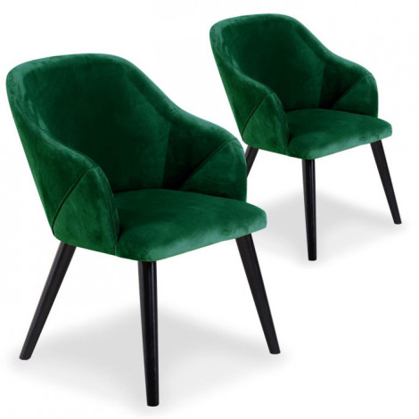 Lot de 2 Fauteuils en Velours "Yugnat" 85cm Vert|Fauteuil / Chauffeuse|Paris Prix