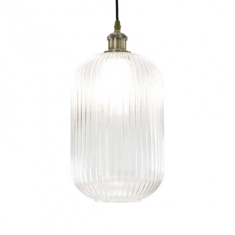 Suspension retro oblongue en verre strié|Suspensions|Lampe Avenue