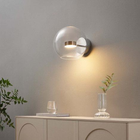 Applique chromée LED boule transparente - Gica|Appliques murales|Kosilum