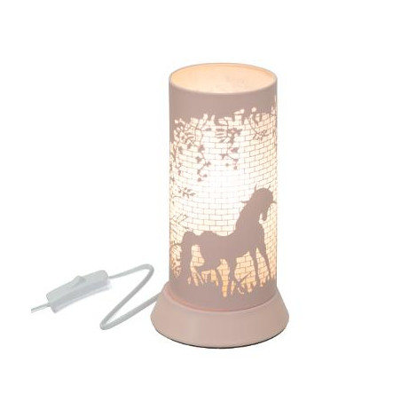 Lampe à poser - Décor cheval - D 11,5 x H 20,5 cm - Rose|Lampes à poser|AC Deco