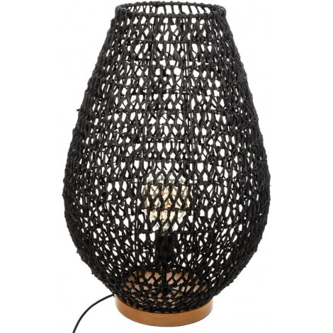 Lampe à poser socle en bois "Etel" - Noir - H 55 x D 37,5 cm|Lampes à poser|AC Deco