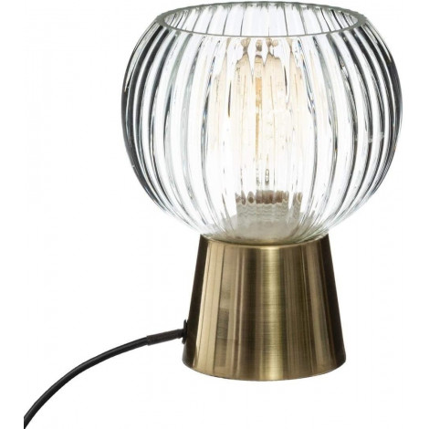 Lampe en verre décoré et pied doré en métal à poser "Laye" - H 19,5 x D 15 cm|Lampes à poser|AC Deco