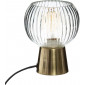 Lampe en verre décoré et pied doré en métal à poser "Laye" - H 19,5 x D 15 cm|Lampes à poser|AC Deco