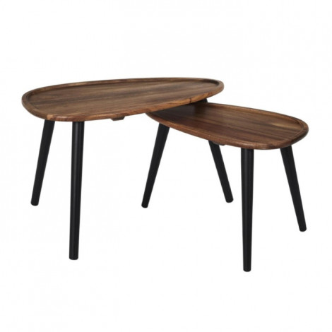 Lot de 2 Tables Basses Gigognes "Galet" 60cm Marron|Table Basse|Paris Prix