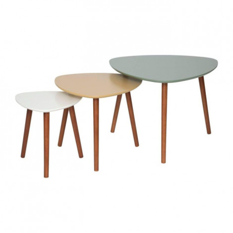 Lot de 3 Tables à Café Gigognes "Mileo" 60cm Tricolore|Table Basse|Paris Prix