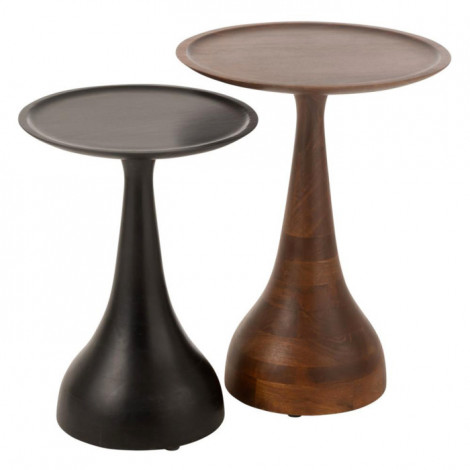 Lot de 2 Tables d'Appoint "Paro" 59cm Marron & Noir|Table Basse|Paris Prix