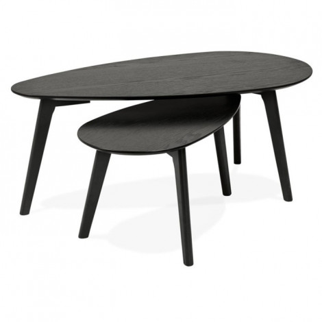 Lot de 2 Tables Gigognes Design "Gilda" 100cm Noir|Table Basse|Paris Prix