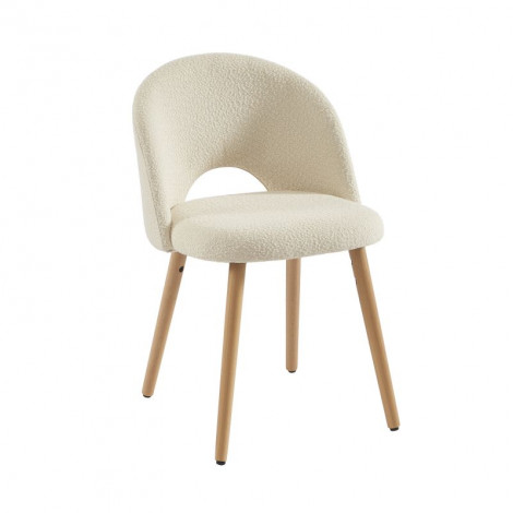 Lot de 2 chaises SIMONE tissu bouclette écru pieds hêtre massif|Chaise|Baita Home