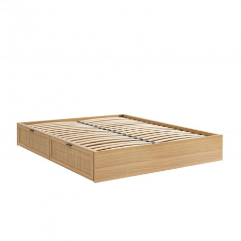 Cadre de lit à tiroirs AMANA cannage rotin 160x200 sommier inclus|Lit Adulte|Baita Home